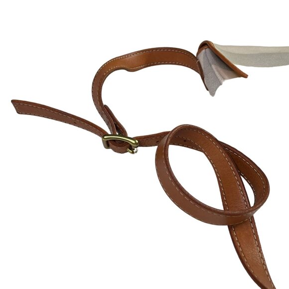 Fossil Crossbody Bag Stipe Gray Biege Adjustable Strap Canvas Purse u - Picture 4 of 9